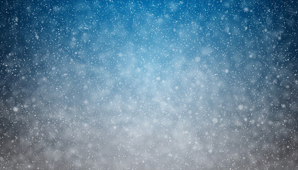 Atmospheric winter background with a flurry of falling snow against a deep blue gradient backdrop for a festive holiday concept