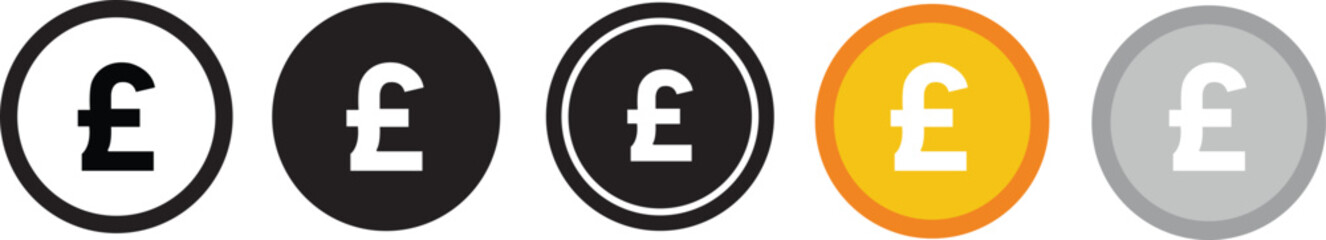 Set of currency symbols dollar, euro, pound, yen, won, rupee, franc, bitcoin, lira, ruble icon vector. Popular international currency sign isolated on transparent background. Vector illustration