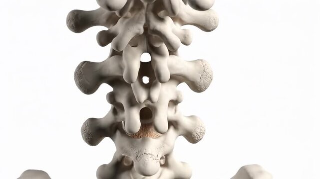 Detailed 3D animation of human cervical vertebrae and transverse processes