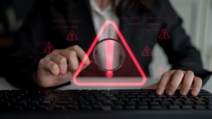 Cybersecurity alert warning showing red cyber for data breach, network threat, and cyber security system vulnerability with emphasis on security risk, caution, digital protection Latch