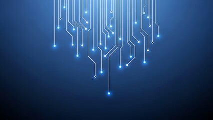 Abstract blue technology background with glowing lines and connected dots