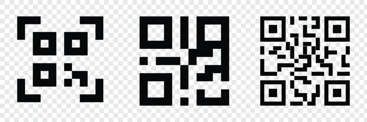 QR code scan icon vector, Barcode labels. Barcode icon. Code Stripes tag. QR Code labels. Modern Barcode Vector. Product Identification, Retail Scanning, and Commerce Data Technology Concept. EPS 10. 