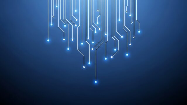 Abstract blue technology background with glowing lines and connected dots