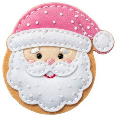 Fototapeta premium Cute pink hat santa claus felt craft decoration for christmas holiday on transparent background