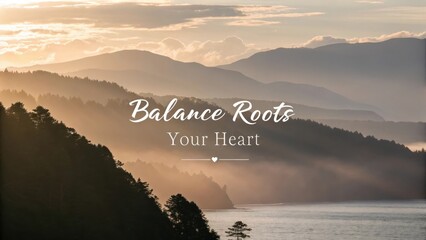 A beautiful natural mountain landscape with uplifting quote