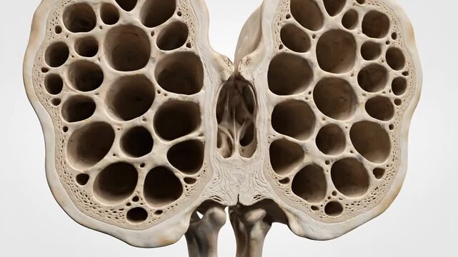 Anatomical cross-section of human mastoid process and air cells