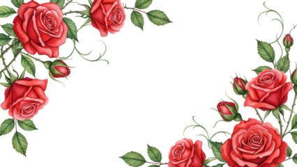 Flower frame with leaves and vines isolated on transparent background