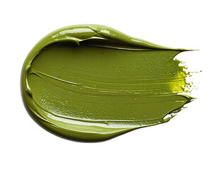 Glossy olive-green paint smear on black