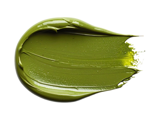 Glossy olive-green paint smear on black