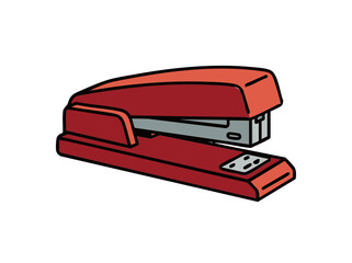 angled red stapler isolated facing right