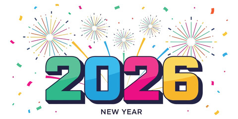 Colorful fireworks celebration for a joyful New Year in 2026 Festive vibes and vibrant designs