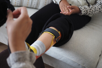 Child cerebral palsy disability, legs orthosis.