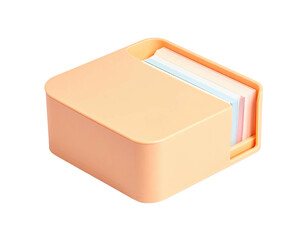 Peach square holder w/pastel notes, isometric view