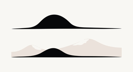 Abstract visualization of statistical distribution curves showing overlapping and distinct bell shapes in black and light tone isolated on