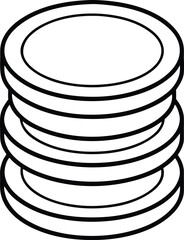 Gold Coins Stack Line Art Simple Outlined Coin Pile
