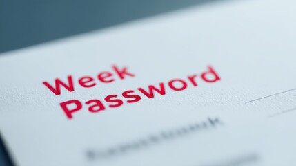 A close-up image of a document displaying the words "Week Password" in bold red text, emphasizing digital security and password management.