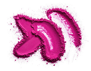 Magenta powder smears texture on bright white background