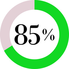 Infographic Circle with Percentage Icon. Round diagrams icons for infographics from 0 to 100 percent collection.Design for dashboards, UI, reports, and analytics visuals. Vector illustration.