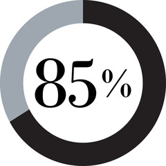 Infographic Circle with Percentage Icon. Round diagrams icons for infographics from 0 to 100 percent collection.Design for dashboards, UI, reports, and analytics visuals. Vector illustration.