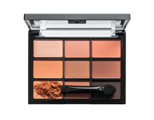 Open eyeshadow palette with nine earthy tone shades