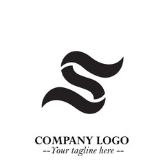 Elegant Black Wave Logo Symbol on a Clean White Background for Modern Minimalist Branding Design Art