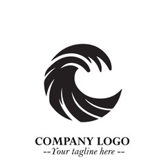 Elegant Black Wave Logo Symbol on a Clean White Background for Modern Minimalist Branding Design Art