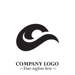 Elegant Black Wave Logo Symbol on a Clean White Background for Modern Minimalist Branding Design Art