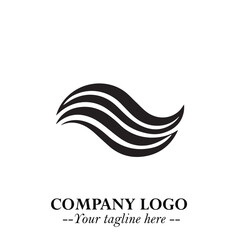 Elegant Black Wave Logo Symbol on a Clean White Background for Modern Minimalist Branding Design Art