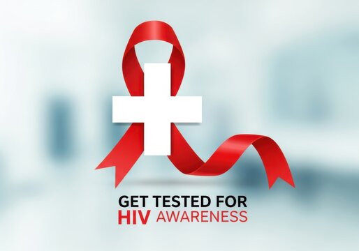 Conceptual 3d rendering of an hiv test blood sample tube in a laboratory setting with a glowing digital brain hologram symbolizing neurological impact