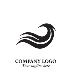 Elegant Black Wave Logo Symbol on a Clean White Background for Modern Minimalist Branding Design Art
