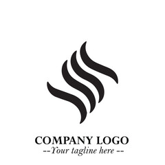 Elegant Black Wave Logo Symbol on a Clean White Background for Modern Minimalist Branding Design Art