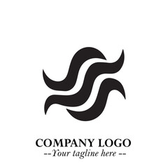 Elegant Black Wave Logo Symbol on a Clean White Background for Modern Minimalist Branding Design Art