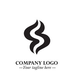 Elegant Black Wave Logo Symbol on a Clean White Background for Modern Minimalist Branding Design Art