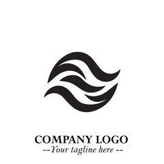 Elegant Black Wave Logo Symbol on a Clean White Background for Modern Minimalist Branding Design Art