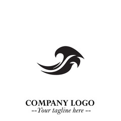 Elegant Black Wave Logo Symbol on a Clean White Background for Modern Minimalist Branding Design Art