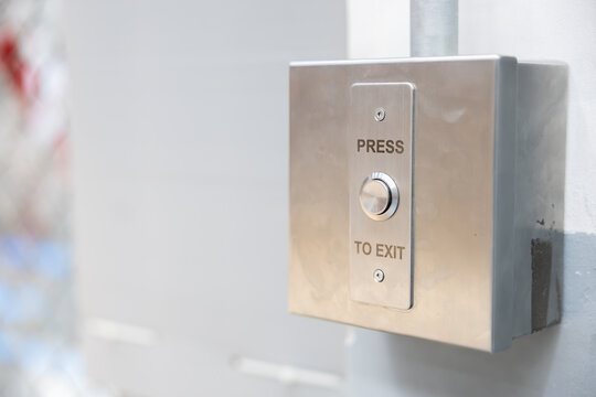 Press to exit button on security system access control wall