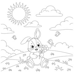 Cute Easter Bunny Coloring Page for Kids
