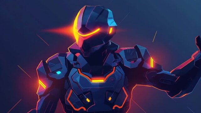 Cartoon Robotic Soldier Geometric Polygonal Videos