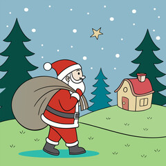 Christmas decorative Illustration design, Winter holiday illustration