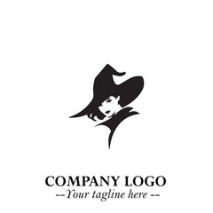 Mystical Black Witch Logo Symbol on White Background for Modern Magical Branding Design Effects