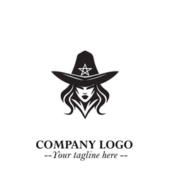 Mystical Black Witch Logo Symbol on White Background for Modern Magical Branding Design Effects