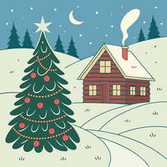 Christmas decorative Illustration design, Winter holiday illustration