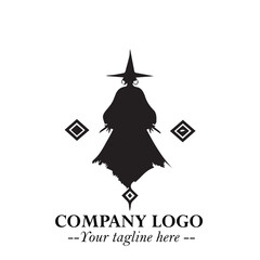 Mystical Black Witch Logo Symbol on White Background for Modern Magical Branding Design Effects