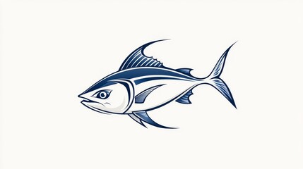 Obraz premium 16.A minimalist vector illustration of a tuna fish, designed with smooth curves and a clean, modern aesthetic, featuring fine details on the fins and tail, and a transparent background, allowing for