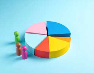 Colorful pie chart and small figures