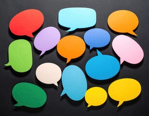 Colorful speech bubbles on dark background (1)