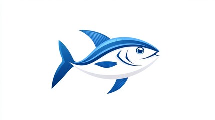 Fototapeta premium 84.A sleek, modern vector design of a stylized tuna fish with clean, bold lines and sharp angles, isolated on a white background, ideal for logos, T-shirts, and promotional material for World Tuna