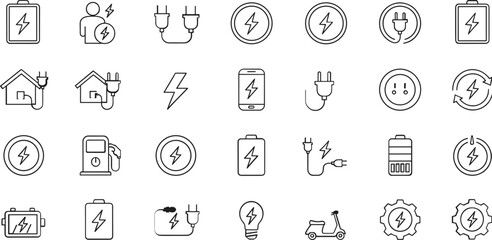 Obraz premium Collection of energy and power icons silhouette