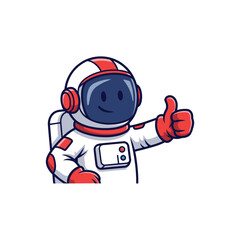 Obraz premium Cute Astronaut Giving Thumbs Up Gesture Cartoon Vector Icon Illustration Science Technology Icon Concept Isolated Premium Vector.