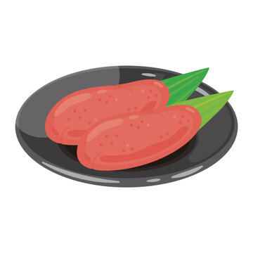 皿に盛られたタラコのイラスト／Illustration of Cod Roe Served on a Plate